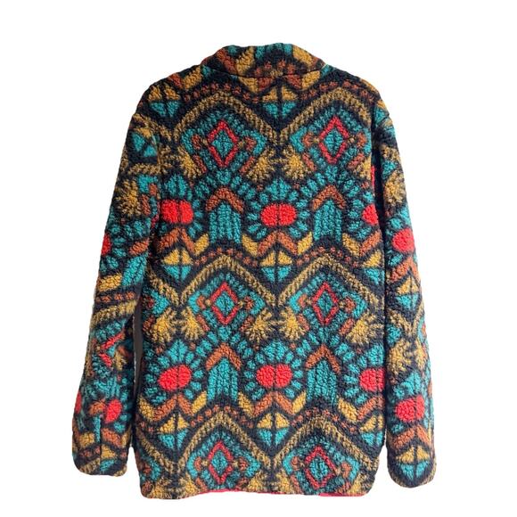Home Free Men Large Pull Over Sherpa Jacket Sweater Multicolored Aztec Oregon - Picture 6 of 6